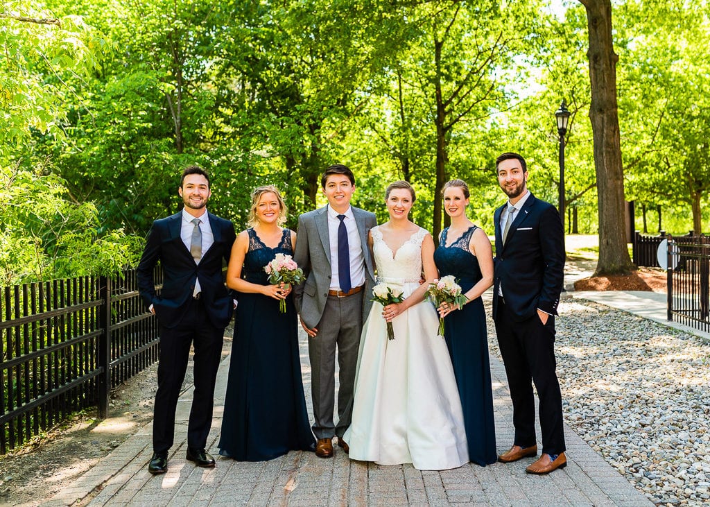 Wedding party in Navy blue with bride and groom