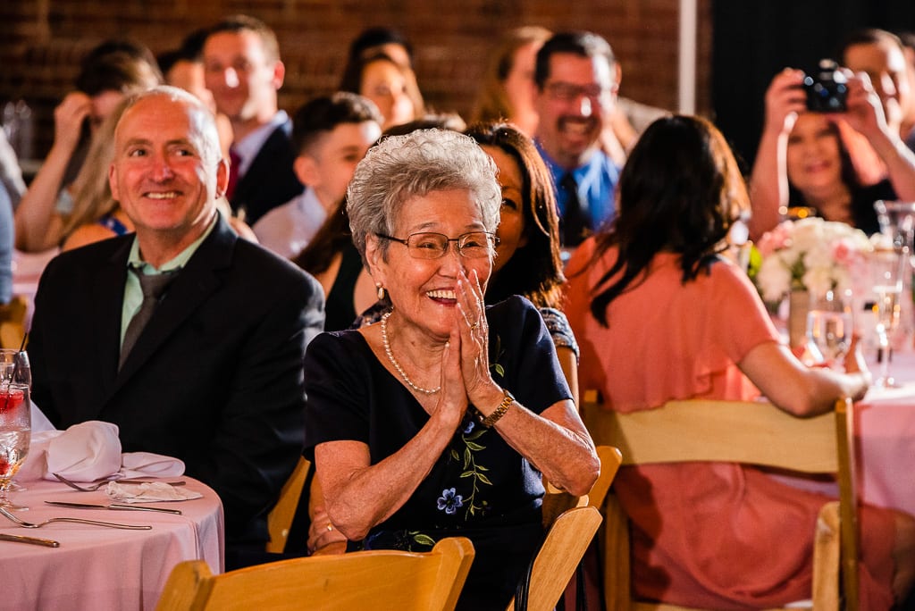Grandmother laughing during first dance